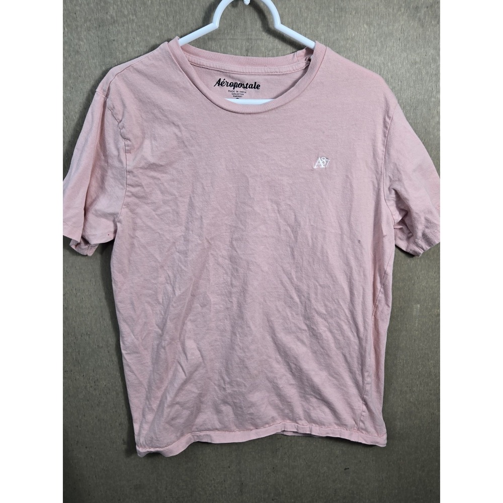 Aeropostale A87 Pink T Shirt Size Large Short Sleeve Logo Crew Neck Cotton